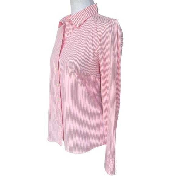 Haberdashery J. Crew Stretch Pink White Stripe button Down Shirt Small S - Picture 5 of 9
